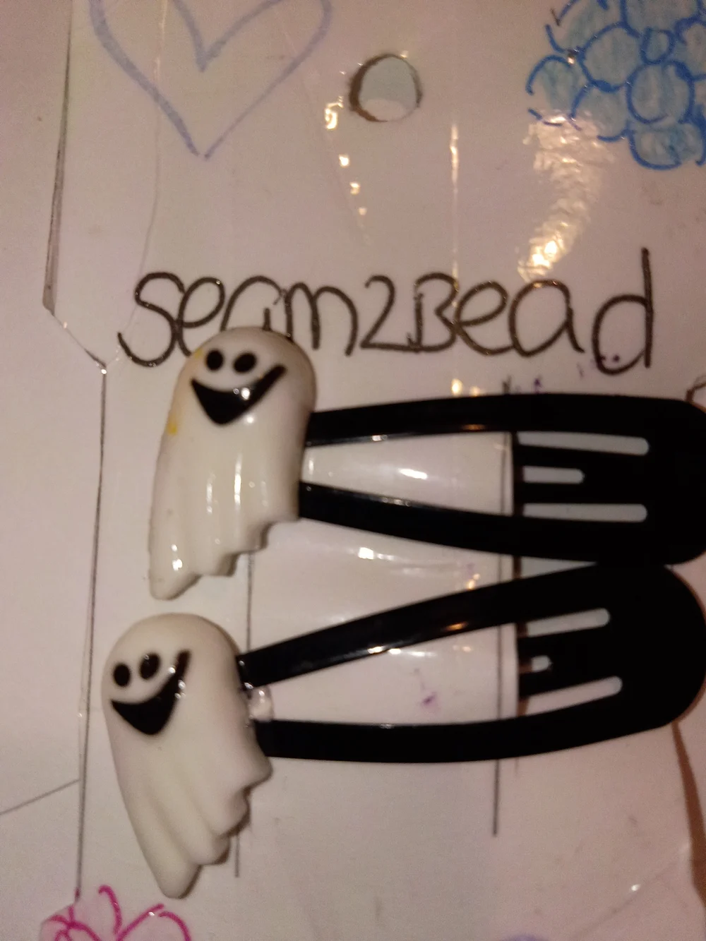 Kids White Ghost Hair Clips - 2 Pack